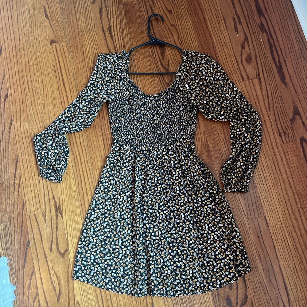 Hollister Black and Orange Patterned Dress